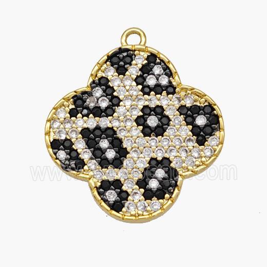 Copper Clover Pendant Micropave Zirconia Gold Plated