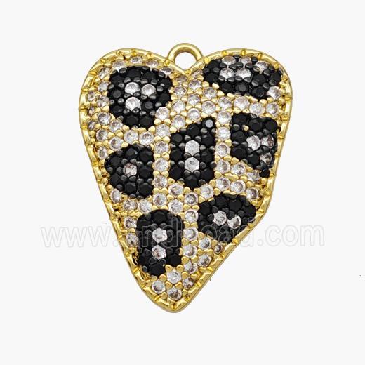Copper Heart Pendant Micropave Zirconia Gold Plated