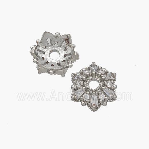 Copper Beadcaps Micropave Zirconia Platinum Plated