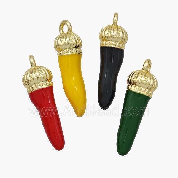 Copper Chili Pendant Enamel Gold Plated Mixed