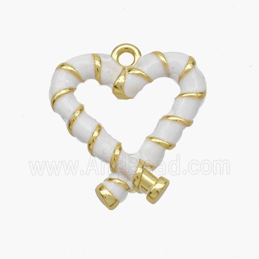 Copper Heart Pendant White Enamel Gold Plated