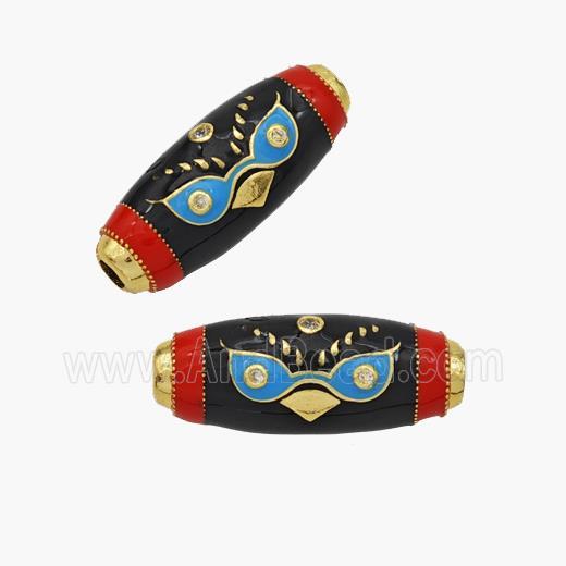 Copper Rice Beads Enamel Bird Gold Plated