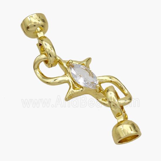 Copper Clasp Pave Zirconia Cordend Gold Plated