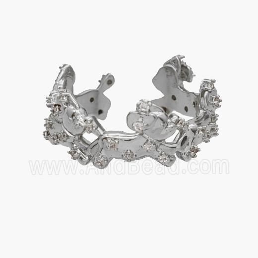 Copper Rings Pave Zirconia Dog Platinum Plated