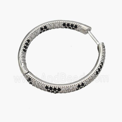 Copper Hoop Earrings Pave Zirconia Platinum Plated