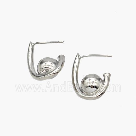 Copper Stud Earrings Platinum Plated