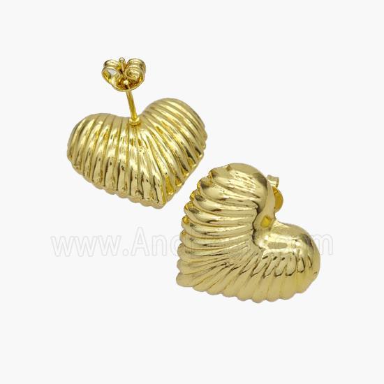Copper Heart Stud Earrings Gold Plated
