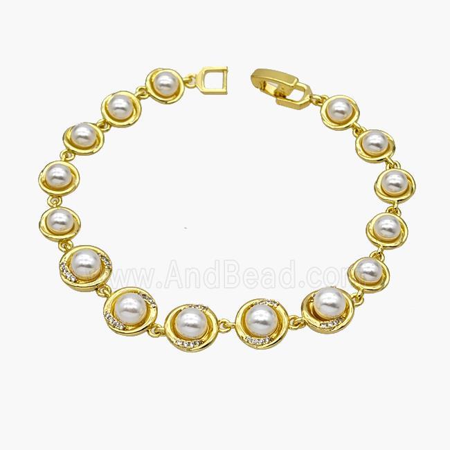 Copper Bracelet Pave Pearlized Resin Gold Plated