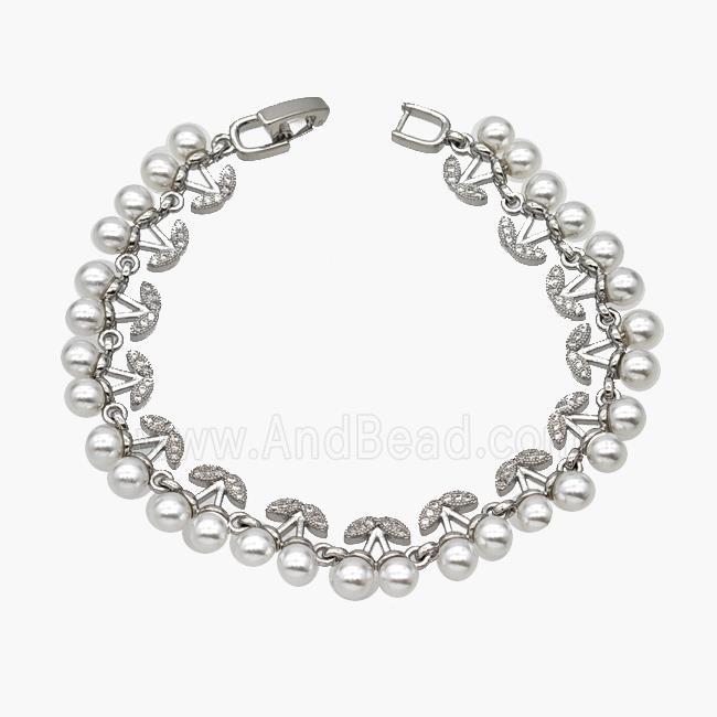 Copper Cherry Bracelet Pave Pearlized Resin Platinum Plated