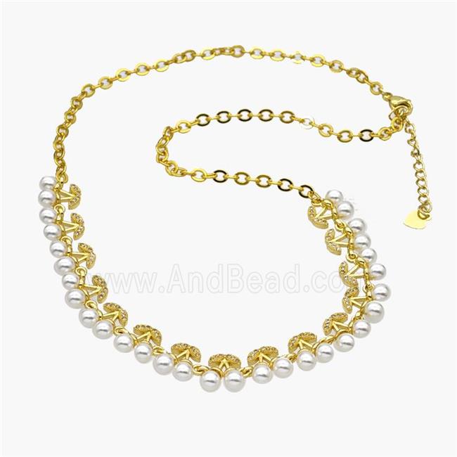 Copper Cherry Necklace Pave Pearlized Resin Gold Plated
