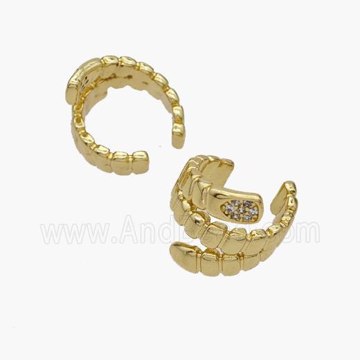 Copper Clip Earrings Pave Zirconia Gold Plated
