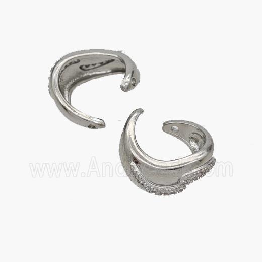 Copper Clip Earrings Pave Zirconia Platinum Plated