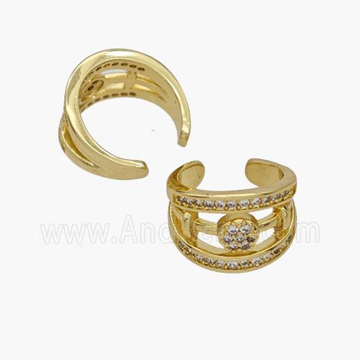 Copper Clip Earrings Pave Zirconia Gold Plated
