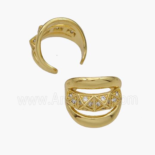 Copper Clip Earrings Pave Zirconia Gold Plated