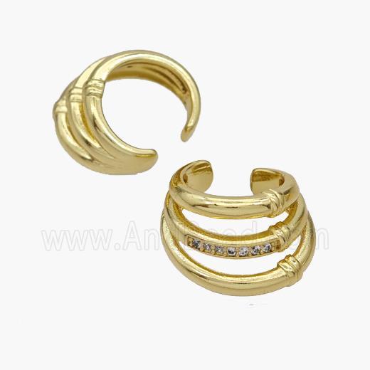 Copper Clip Earrings Pave Zirconia Gold Plated