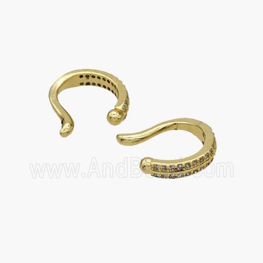 Copper Hook Earrings Pave Zirconia Gold Plated