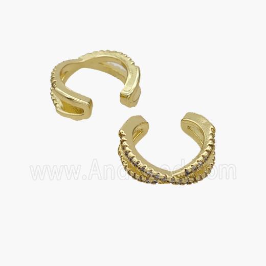 Copper Clip Earrings Pave Zirconia Gold Plated