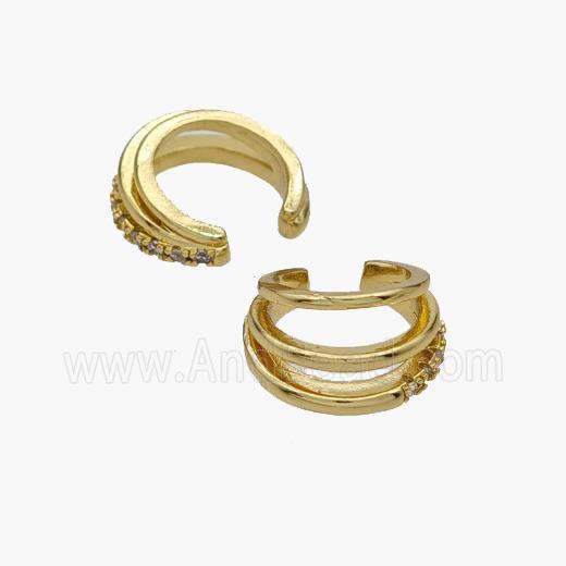 Copper Clip Earrings Pave Zirconia Gold Plated