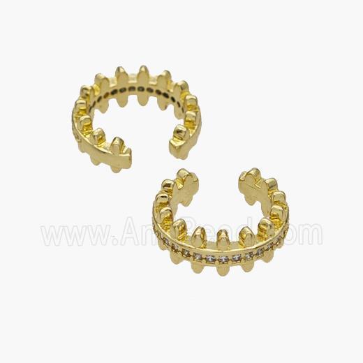 Copper Clip Earrings Pave Zirconia Gold Plated