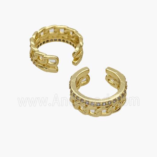 Copper Clip Earrings Pave Zirconia Gold Plated