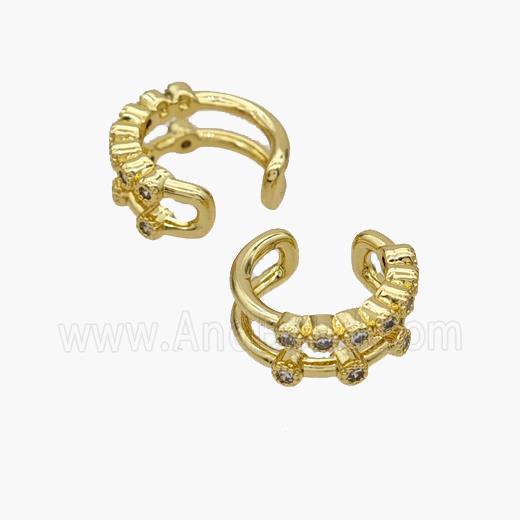 Copper Clip Earrings Pave Zirconia Gold Plated