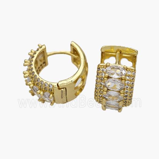 Copper Hoop Earring Pave Zirconia Gold Plated