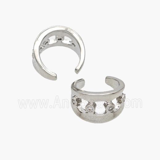 Copper Clip Earrings Pave Zirconia Platinum Plated