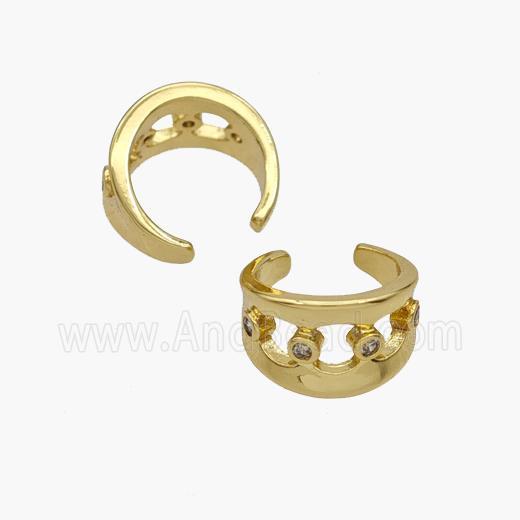 Copper Clip Earrings Pave Zirconia Gold Plated