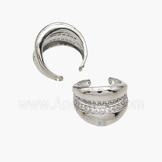 Copper Clip Earrings Pave Zirconia Platinum Plated