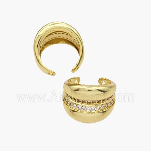 Copper Clip Earrings Pave Zirconia Gold Plated