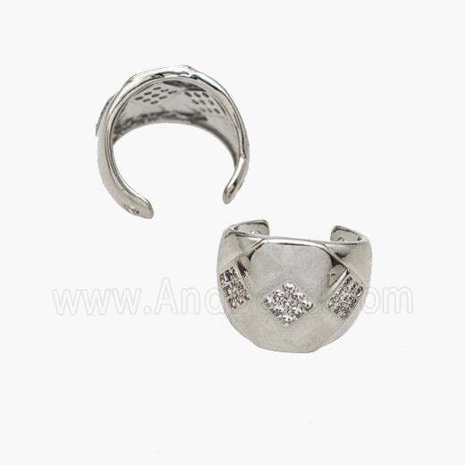 Copper Clip Earrings Pave Zirconia Platinum Plated