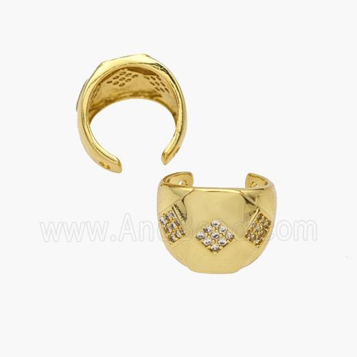 Copper Clip Earrings Pave Zirconia Gold Plated