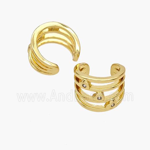 Copper Clip Earrings Pave Zirconia Gold Plated