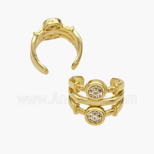 Copper Clip Earrings Pave Zirconia Gold Plated