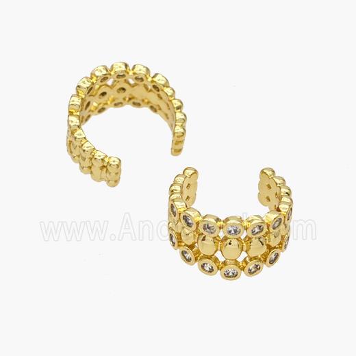 Copper Clip Earrings Pave Zirconia Gold Plated