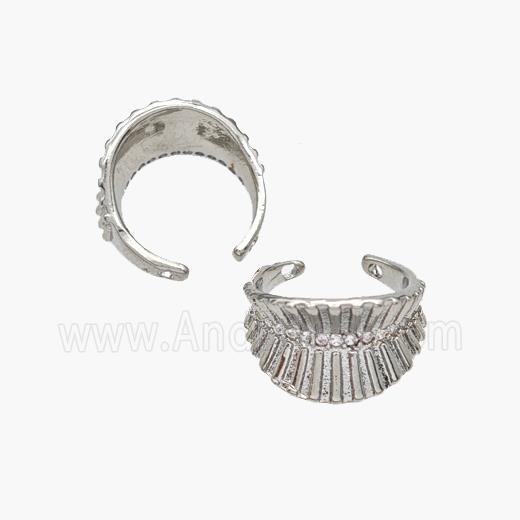 Copper Clip Earrings Pave Zirconia Platinum Plated