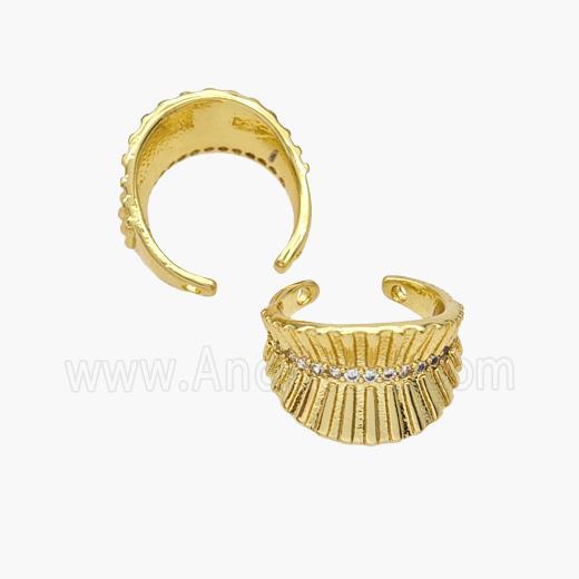 Copper Clip Earrings Pave Zirconia Gold Plated