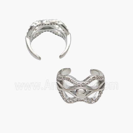 Copper Clip Earrings Pave Zirconia Platinum Plated