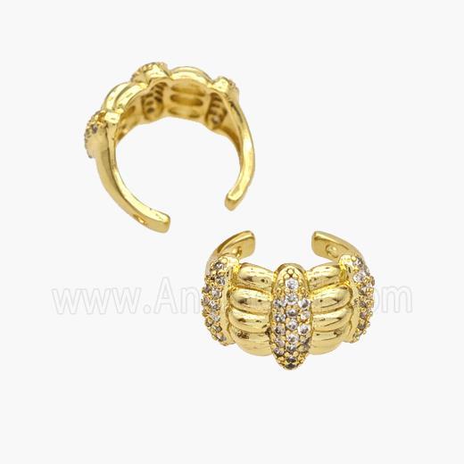 Copper Clip Earrings Pave Zirconia Gold Plated