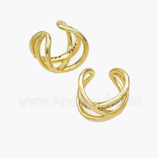 Copper Clip Earrings Pave Zirconia Gold Plated