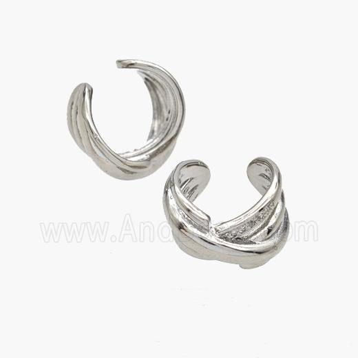 Copper Clip Earrings Pave Zirconia Platinum Plated