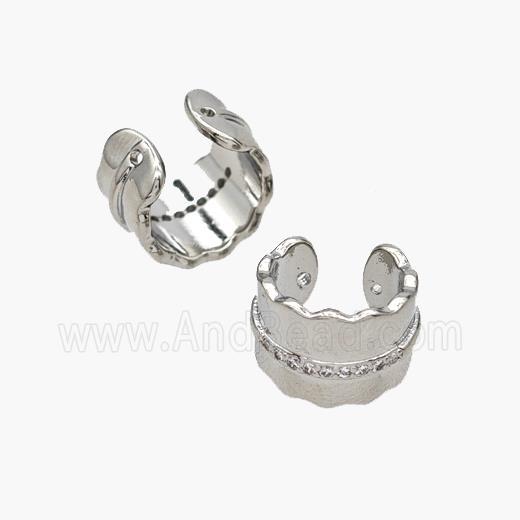 Copper Clip Earrings Pave Zirconia Platinum Plated