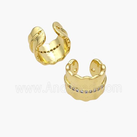 Copper Clip Earrings Pave Zirconia Gold Plated