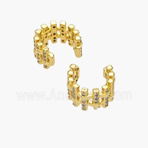 Copper Clip Earrings Pave Zirconia Gold Plated