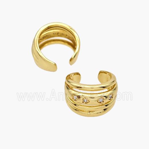 Copper Clip Earrings Pave Zirconia Gold Plated
