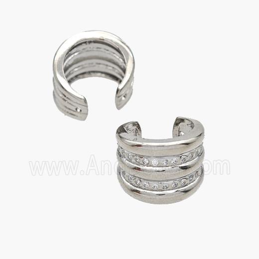 Copper Clip Earrings Pave Zirconia Platinum Plated