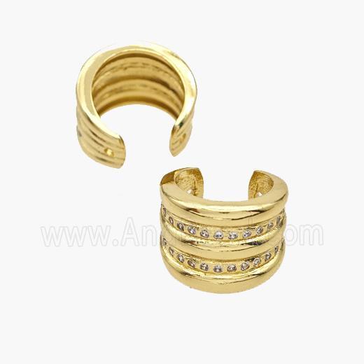 Copper Clip Earrings Pave Zirconia Gold Plated