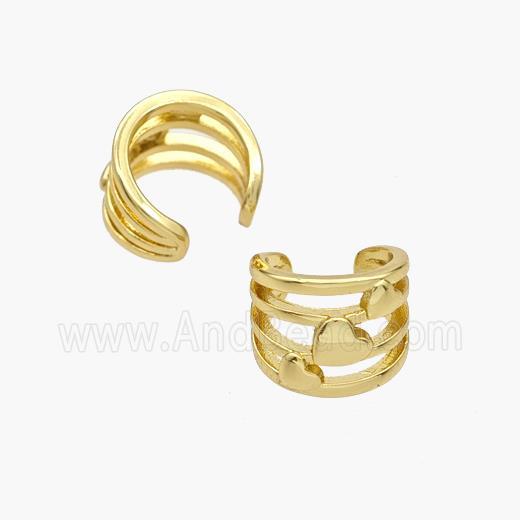 Copper Clip Earrings Heart Gold Plated