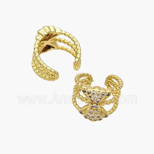 Copper Clip Earrings Pave Zirconia Gold Plated
