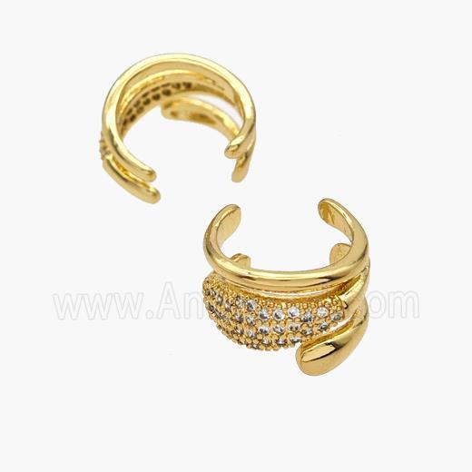 Copper Clip Earrings Pave Zirconia Gold Plated